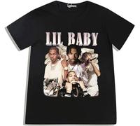 Hip Hop Rapper Lil Baby T Shirt 90s Vintage Graphic Shirt Cotton Short Sleeve T-Shirts Streetwear Harajuku Tee Shirts Size M Black