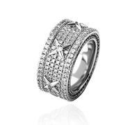 Hip Hop Rings Rock Men's Ring Luxury Silver Colour Full Bling Iced Out Cubic Micro Paved CZ Rings Wedding Party Jewellery Gift,Silver,10
