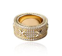 Hip Hop Rings Rock Men's Ring Luxury Silver Colour Full Bling Iced Out Cubic Micro Paved CZ Rings Wedding Party Jewellery Gift,Gold,8