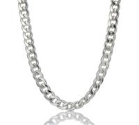 Hip Hop Silver Chain Necklace, Cuban Gangster Fake Chain for Men, Silver Chains for Hip Hop Fancy Dress, Hiphop Costume Accessories, Boys Jewellery for Daily Wear, Events Social Occasions, (55cm)