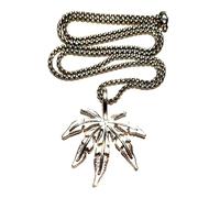 Hip Hop Silver Stainless Steel Cannabis Leaf Pendant Necklace on a Strong 60cm Stainless Steel Box Chain in a Velvet Gift Bag. Hippy Hemp Weed Stoner Maple Leaf Jewelry.