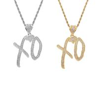 Hip Hop ,Simple Letter XO Pendant , Fashionable Zircon Exquisite Alloy , Leading The Trend of Accessories, Unisex, Shiny Gift,Fan Gift (2PC)