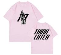 Hip-Hop Singer T-Shirt Men's and Women's T-Shirt Cotton T-Shirt Tate McRae World Tour Concert T-Shirt Unisex Harajuku O-Neck Short Sleeve Shirt Cotton T-Shirt Fan Gift XS-3XL-Pink||L