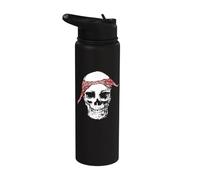 Hip Hop Skull & Red Do Rag Bandana Old School Rap Retro Stainless Steel Insulated Water Bottle