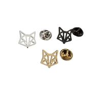 Hip-hop Style Fox Head Hollow Stainless Steel Gold-plated Badge, Suit Lapel Pin Waterproof Black, Men's Brooch Set(3 colorset)