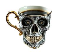 Hip-hop Style | Halloween Resin Coffee Cup Skeleton Head Mug | All-Season Dark Art Drinkware Collectible Street Fashion | Bold Artistic | Resin Accent | for Cold Hot Drinks Milk