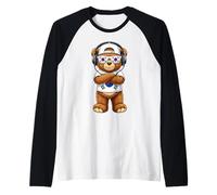 Hip Hop Style South Korean Flag Teddy Bear Raglan Baseball Tee