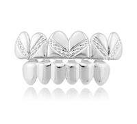 Hip-hop Teeth,1 Set Teeth Grills,Hip Hop Teeth Grills,Argent Plated Tooth,Braces Top and Bottom Grill Cap Shiny Teeth,for Men's and Women's Parties,Proms,Halloween Role Plays
