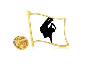 Hip Pop Handstand Performance Dancer Golden Metal Flag Lapel Pin Badge