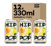 Hip Pop Kombucha, Ginger & Yuzu, Low Calorie, 100% Natural, Vegan, Branding of Cans May Vary, 12 x 330 ml