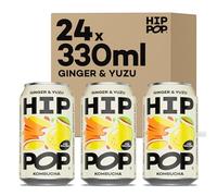 Hip Pop Kombucha, Ginger & Yuzu, Low Calorie, 100% Natural, Vegan, Branding of Cans May Vary, 24 x 330 ml