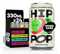 Hip Pop Kombucha Variety Case, Packed with Real Fruit & Living Cultures, Natural Ingredients, No Sweeteners, Low Cal. 24 x 330 ml