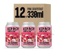 Hip Pop Living Soda, Pink Grapefruit, Low Calorie, 100% Natural, Vegan, 12 x 330 ml