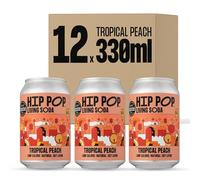 Hip Pop Living Soda, Low Calorie, 100% Natural, Vegan, Tropical Peach Flavour, 12 x 330 ml