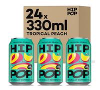 Hip Pop Living Soda, Low Calorie, 100% Natural, Vegan, Tropical Peach Flavour, 24 x 330 ml