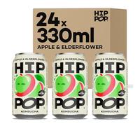 Hip Pop Real Fruit Kombucha, Apple & Elderflower | Low Calorie, No Sweeteners | Gut Friendly, Live Cultures | 24 x 330 ml