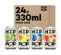 Hip Pop Real Fruit Kombucha Mixed Flavours, 24 x 330ml, 100% Natural, No Sweeteners, Low Calorie, Vegan, Gut-Friendly Sparkling Drink