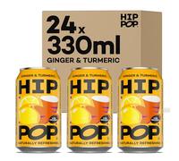 Hip Pop Soda, Ginger & Turmeric, Low Calorie, 100% Natural, Vegan, Branding of Cans May Vary, 24 x 330 ml