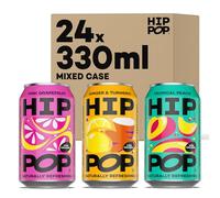 Hip Pop Soda, Mixed Flavour Case, Low Calorie, 100% Natural, Vegan, Branding of Cans May Vary, 24 x 330 ml