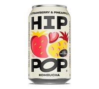 Hip Pop Strawberry Pineapple Kombucha 330ml Can [Pack of 12]