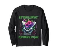 Hip Replacement Surgery Performance Floral Bone Design Long Sleeve T-Shirt