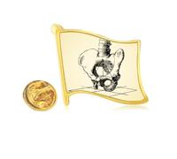 Hip Spine Human Skeleton Sketch Golden Metal Flag Lapel Pin Badge