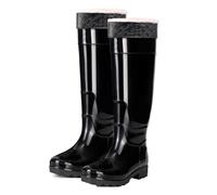 Hip Waders 45cm/18in Over The Knee Hip Waders, PVC Non-Slip Warm Waders,Plush Removable, Suitable for All Seasons (Black,8.5 UK)