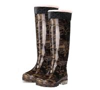 Hip Waders 45cm/18in Over The Knee Hip Waders, PVC Non-Slip Warm Waders,Plush Removable, Suitable for All Seasons (Camouflage,7.5 UK)