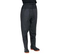 Hip Waders with Boots Black Size 9 PVC Coated Polyester Waterproof Breathable for Fishing Hunting Outdoor Pond Work with Heavy Duty Wellington Boots and Suspenders