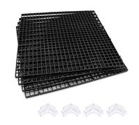 Hipanda Aquarium Hood Fish Tank top Cover, Terrarium lid Plastic Grid with 4-Piece Set Corner Protectors. Prevents Jumping (Fit 8MM/0.3inch Glass Black)