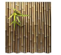 hipaopao Bamboo 3D Printed Outdoor Shower Curtain Zen Japanese Nature Fabric Shower Curtains Sets Bathroom Decor with Hooks Waterproof Washable 72 x 72 inches Brown Green