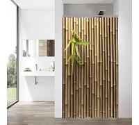 hipaopao Bamboo 3D Printed Outdoor Stall Shower Curtain Zen Japanese Nature Fabric Shower Curtains Sets Bathroom Decor with Hooks Waterproof Washable 36 x 72 inches Brown Green