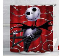 hipaopao Nightmare Before Christmas Skull Shower Curtain Sets Bathroom Halloween Decor with Hooks Waterproof Washable 72 x 72 inches Red White Black…