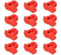 Hipat 12 Pack Red Emergency Whistle with Cord, Loud and Clear Sound, Plastic Emergency Whistles, Ideal for Rescuers, Self-Defense and Emergencies (12 Red Whistles)