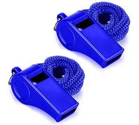 Hipat Whistle with Lanyard, 2 Packs Blue Plastic Whistles, Extra Loud Sports Whistles Great for Coach, Referee, Basketball, Lifeguard, Survival