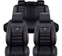 HIPATU Car Seat Covers for MG MG4 EV 2022 2023 2024 2025, 5 Seater PU Leather Waterproof Comfort Seat Cover, Front and Rear Seat Protectors,Black-red