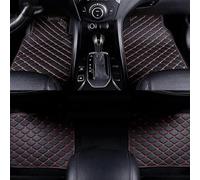 HIPATU Leather Car Floor Mats for Mercedes Benz AMG Clase c C Class C200 C220 C300 C43 C63, All Weather Waterproof Non-Slip Leather Floor Liner Full Set(RHD),D-Black red