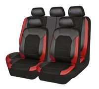 HIPATU Leather Car Seat Cover Sets for MG HS 2018-2023, Full Set Front and Rear Seat Protectors, Auto Breathable Seat Covers Cushions Compatible Airbag,A/BLACK-RED