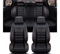 HIPATU Leather Car Seat Cover Sets for Polestar 2 2020+, Full Set Front and Rear Seat Protectors, Auto Waterproof Seat Covers Cushions Compatible Airbag,A/BLACKRED