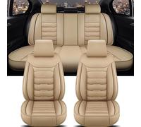 HIPATU Leather Car Seat Cover Sets for Polestar 2 2020+, Full Set Front and Rear Seat Protectors, Auto Waterproof Seat Covers Cushions Compatible Airbag,A/BEIGE