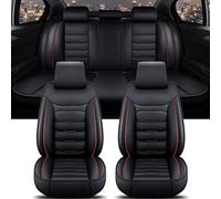 HIPATU Leather Car Seat Cover Sets for Suzuki Jimny 2007-2023, Full Set Front and Rear Seat Protectors, Auto Waterproof Seat Covers Cushions Compatible Airbag,A/BLACKRED