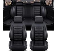HIPATU Leather Car Seat Cover Sets for Toyota AQUA 2011-2023, Full Set Front and Rear Seat Protectors, Auto Waterproof Seat Covers Cushions Compatible Airbag,A/BLACK