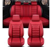 HIPATU Leather Car Seat Cover Sets for Toyota AQUA 2011-2023, Full Set Front and Rear Seat Protectors, Auto Waterproof Seat Covers Cushions Compatible Airbag,A/RED