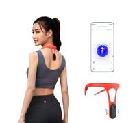 hipee P1 Smart Posture Trainer & Corrector, Control with App, Check Posture in Real Time, Strapless, Boost Health & Temperament (Red)