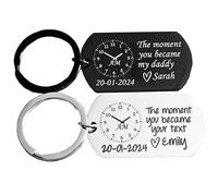 HiPeep Dad Gift - The Moment You Became My Daddy, Mummy Keychain, First Father's Day Keyring, New Dad Keychain, Personalised Gift, Silver, One Size, Silver, One Size