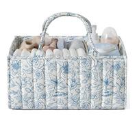 Hiphiprun Baby Diaper Caddy | Newborn Essentials Organizer for Diaper Changing Station (Blue Flowers)