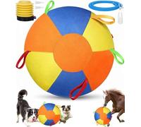 Hiphiprun Calming Jumbo Ball for Dogs, Mellow Giant Herding Ball with Tabs & Handles, Durable Tear-Resistant Inflatable Yuge Dog Ball with Heavy-Duty Handle Cover & Pump (22in,colorful)