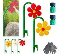Hiphiprun Crazy Daisy Sprinkler, Crazy Dancing Flower Water Sprinklers Funny, 360° Rotating Lawn Sprinkler for Yard Irrigation, Outdoor Water Play, Fun Garden Sprayer for Summer (Red+Yellow)