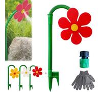 Hiphiprun Crazy Daisy Sprinkler, Crazy Dancing Flower Water Sprinklers Funny, 360° Rotating Lawn Sprinkler for Yard Irrigation, Outdoor Water Play, Fun Garden Sprayer for Summer (Red)