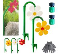 Hiphiprun Crazy Daisy Sprinkler, Crazy Dancing Flower Water Sprinklers Funny, 360° Rotating Lawn Sprinkler for Yard Irrigation, Outdoor Water Play, Fun Garden Sprayer for Summer (White+Yellow)